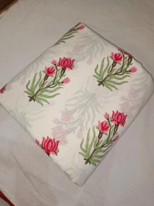 10 Yard Indian Hand Block Floral Print Sewing Dressmaking Voile Running Fabric - Picture 1 of 9