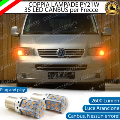 COPPIA LAMPADE FRECCE ANTERIORI LED VW TRANSPORTER T5 PRE-RESTYLING PY21W - Immagine 1 di 4