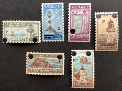 NZ  1967 Decimal Overprints Government Life Lighthouses set LHM  (C99) - Image 1 of 2