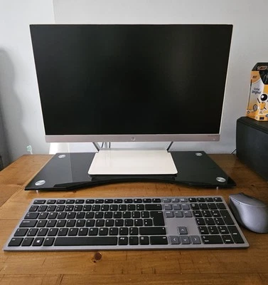 VonHaus Black Glass Monitor Stand Without Legs - Image 1 of 4