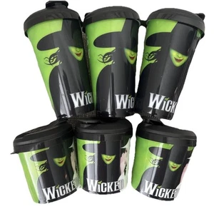 Lot Of 6 Official 2024 Wicked Broadway Musical Defying Gravity Cups W/ Lids EUC - Picture 1 of 6
