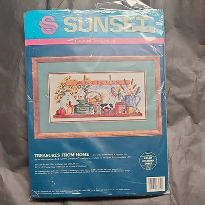 NUEVO kit de punto de cruz contado vintage 1993 16" Treasures From Home Antigüedades 13579 Foto 1 de 4