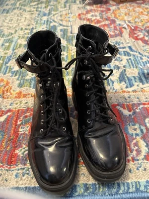 Faux Patent Leather Combat Boots size 10  - Image 1 of 4