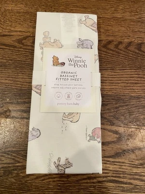 Pottery Barn Baby Organic Cotton Bassinet Winnie the Pooh Fitted Sheet NEW - Image 1 of 2