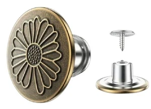 Screw together Jeans Tack  Button, Stud Rivet NO-SEW 17mm Replacement jean 2Pcs - Picture 1 of 4
