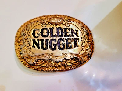 Vintage 1970’s GOLDEN NUGGET Large Gold Tone CASINO BELT BUCKLE - Image 1 of 2