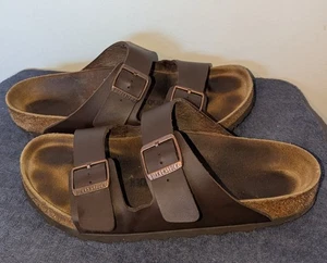 Birkenstock Arizona Sandals Mens Size EU 43 US 10 Dark Brown Leather - Picture 1 of 16