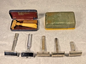 Vintage Set 6 Sicherheitsrasierer-Gillette-Shick-Gem-Ever Ready-Empire & 2 Hüllen - Bild 1 von 24