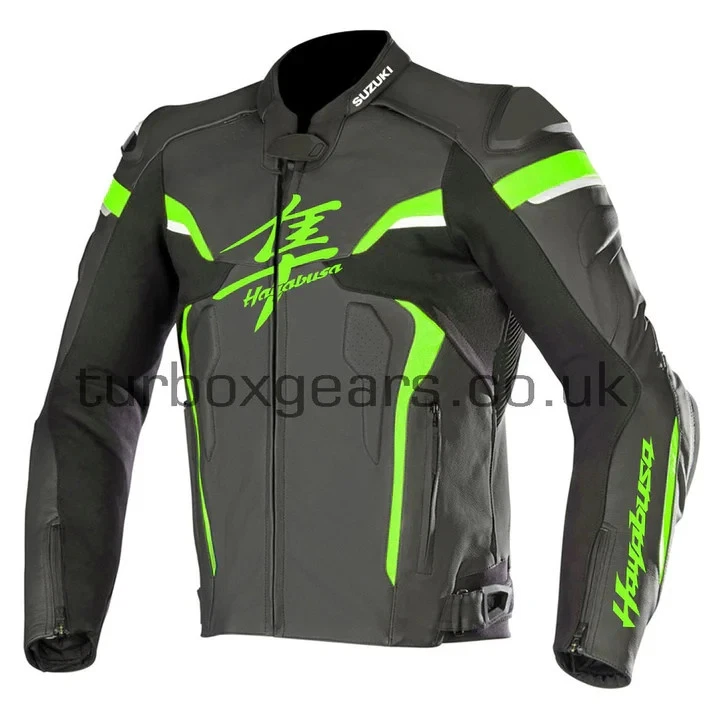 Suzuki  Racing Men’s Motorcycle Leather Jacket CE Armored Biker Gear — 第 1/4 张图片
