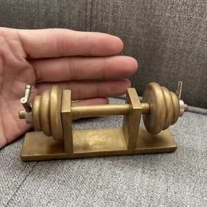 RAR Vintage MASSIV MESSING Miniatur Langhantel Gewicht Briefbeschwerer Hantel Set - Bild 1 von 2