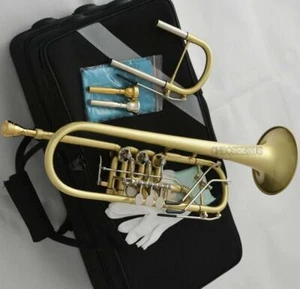 Professional Rotary Valves C Key Trumpet Brushed With Soprano Key 2 Elbow - Picture 1 of 5