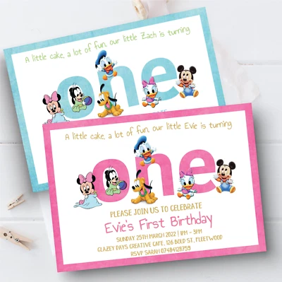 Invitaciones Personalizadas Disney Bebé 1er Cumpleaños Disney Baby Party Invitaciones x10 Foto 1 de 4