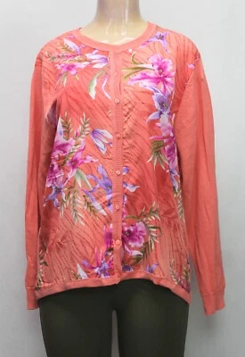 Cárdigan suéter Maggie Sweet para mujer manga larga floral naranja talla L Foto 1 de 4