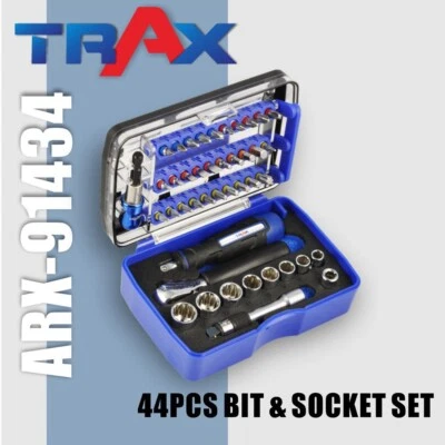 TRAX ARX-91434 44Pc 1/4″ Drive Bit & Socket Set – Chrome-Vanadium Steel – Taiwan - image 1 of 4