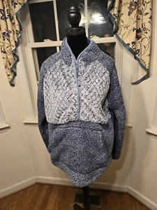 Simply Southern Half Snap Blue Fleece Jacket Teddy Sweatshirt Women's L Pocket - Picture 1 of 8