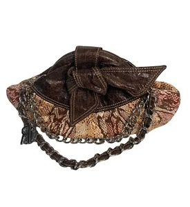 Bolso sin asas Rampage Hobo Pitón Serpiente Marrón Rosa Naranja Marco Cadena�� Bolso de mano - Imagen 1 de 8