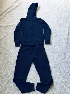 Girls Náutica Fleece Outfit Set Hoodie Size S 7 Pants Size M 8-10 Navy Uniform - Picture 1 of 12