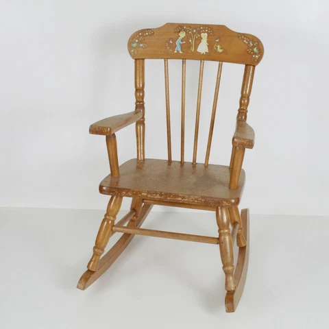 Vintage Childs Kids Oak Hill Rocking Chair Toddler Rocker Cover