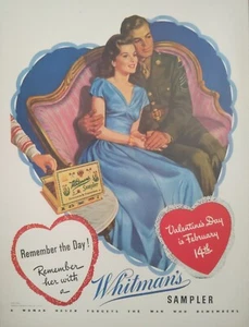 1943 vintage Whitmans Chocolates WWll soldier, Valentine's Day - Picture 1 of 1