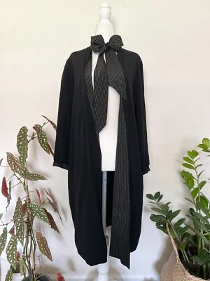 1920s Tie Neck Open Front Duster Jacket with Polka Dot Lining - Image 1 of 4