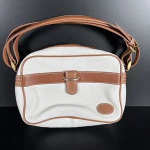 Vintage Liz Claiborne Cream Brown Handle Bag Leather Purse Handbag - Picture 1 of 5