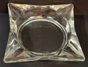Vintage 4 Schlitze diamantförmig strapazierfähig klares Glas Aschenbecher - Bild 1 von 5