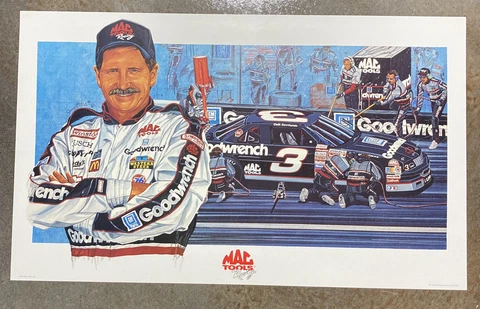 Sam Bass Dale Earnhardt #3 Goodwrench MAC Tools 1991 Racing Poster 18x30 Vintage Cover