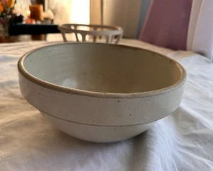 Antique Stoneware Bowl,Large Bowl,Mixing Bowl,Decorative Bowl,Dough Bowl Neutral - Picture 1 of 14