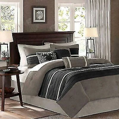 Madison Park MP10-423 100% Polyester Queen Size 7 Piece Comforter Set - Black
