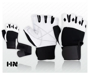 WEIGHT LIFTING LEATHER GLOVES PADDED FITNESS TRAINING BODY BUILDING GYM GLOVE - Picture 1 of 6