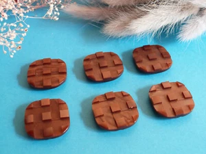 907BBIS Chequerboard Buttons " Checkerboard " Brown Iridescent Lot Of 6 Ép. - Picture 1 of 4