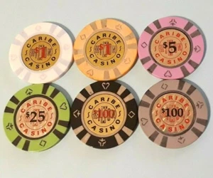 Set 6 CARIBE HILTON Casino Chip Condado SAN JUAN Porto Rico lotto rari insieme! - Foto 1 di 3