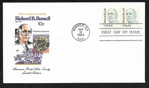 #1853 10c Richard B. Russell - House of Farnam/Limited Edition FDC Pair - Picture 1 of 2