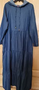 Muslim Modest Dress Abaya,Size14,Dark Blue,Unlined,High Quality,Made In Turkey  - Picture 1 of 7