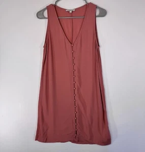 Madewell Womens Sleeveless Dusty Red Silk Tunic Button Down Shirt Dress size XS - Picture 1 of 6