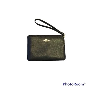 Coach klassische schwarze Leder-Handgelenktasche mit Reißverschluss neu mit Etikett - Bild 1 von 7