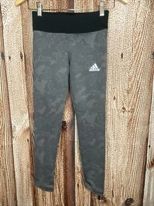 Adidas Black Gray Climawarm Leggings Youth Girls Size Small 9-10 New With Tags - Picture 1 of 6