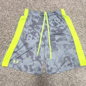 Pantalones Cortos Under Armour Hombres Medianos Baloncesto Atlético Gris Camuflaje Amarillo Neón Lado - Imagen 1 de 7