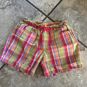 Gymboree Pretty Posies Girls Plaid Shorts EUC Sz 10 Pink Green Purple  - Picture 1 of 3