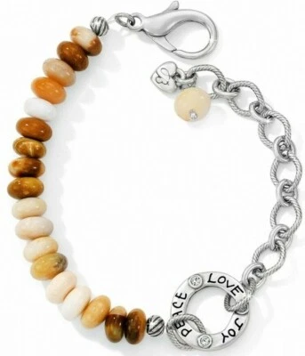 NUEVO CON ETIQUETAS Brazalete Brighton LOVE ART & SOUL Marrón Neutro Jaspe Cuentas Precio de venta sugerido por el fabricante $54 Foto 1 de 2