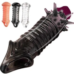 Enlarger-Girth-Enhancer-Realistic-Sleeve-Add-BIGGER-Penis-Extender-Condom-Sheath - Picture 1 of 23