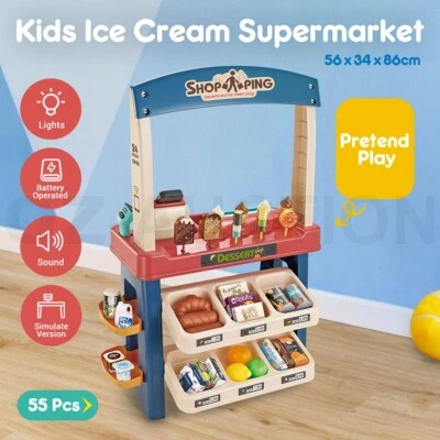 55 Piece Kids Pretend Role-Play Supermarket Playset Grocery Shop Ice Cream Toys - image 1 of 4