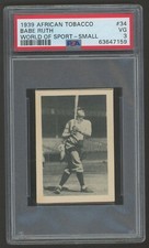 1939 African Tobacco *BABE RUTH* World of Sport SMALL #34 PSA 3 PWCC EXCEPTIONAL