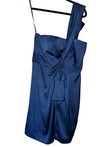 BCBGMAXAZRIA women's navy blue Palais one shoulder cocktail mini dress SZ 10 - Picture 1 of 5