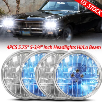 4PC Fit Buick Skylark 1961-1972 GS 455 5 3/4 5.75" HEADLIGHTS HALOGEN Hi/Lo beam - Image 1 of 4