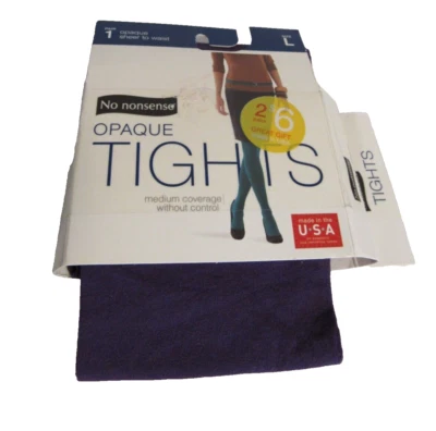 No Nonsense Womens Size L Opaque Tights purple Sheer to Waist 1 Pair NIP - Image 1 of 4