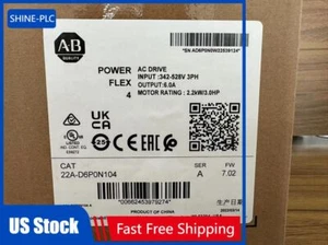 22A-D6P0N104 New Allen Bradley Powerflex 4 AC Drive 3HP Surplus US Free Tax - Picture 1 of 1