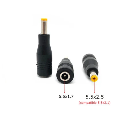  1pc 5.5 x 1.7mm Female to 5.5 x 2.5 Male Plug DC Power Connector Adapter Laptop - Image 1 of 3