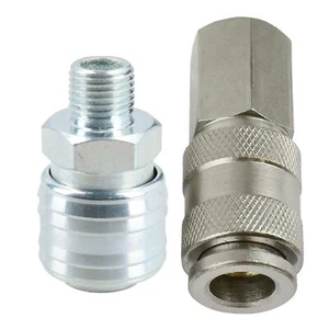 EURO Air Line Hose Compressor Fittings Connector Female Quick Release 2pc1/4" - Picture 1 of 4