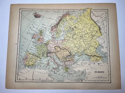 1898 Map of EUROPE Fm 1898 New Peerless World Atlas SEE DESCRIPTION - Image 1 of 3